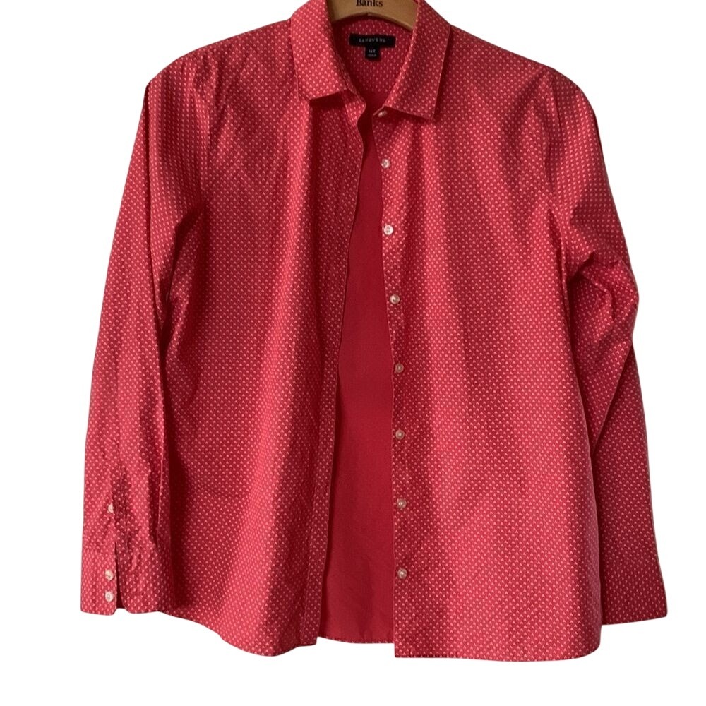 Lands' End Pink Button Down shirt womens 14 Tall‎ country  cottagecore coquette